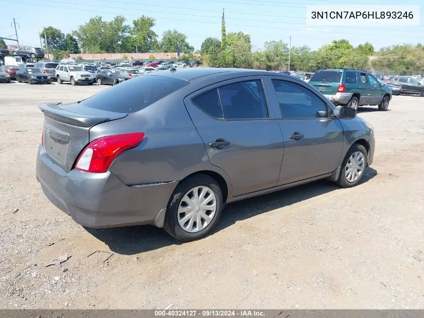 3N1CN7AP6HL893246 2017 Nissan Versa 1.6 S+