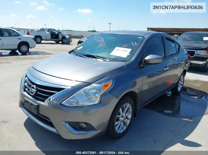 2017 Nissan Versa 1.6 Sv VIN: 3N1CN7AP8HL893636 Lot: 40372081