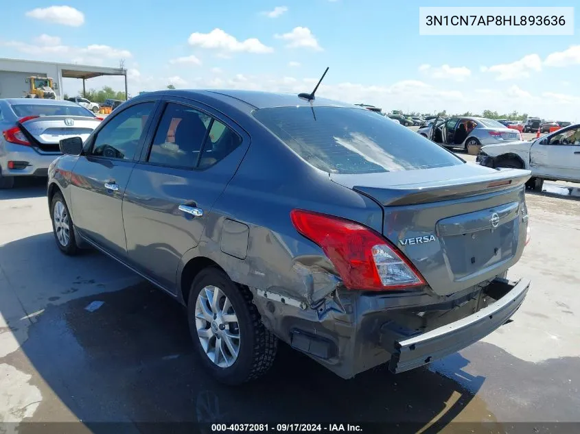 2017 Nissan Versa 1.6 Sv VIN: 3N1CN7AP8HL893636 Lot: 40372081