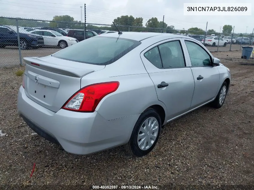 2018 Nissan Versa 1.6 S+ VIN: 3N1CN7AP3JL826089 Lot: 40352597