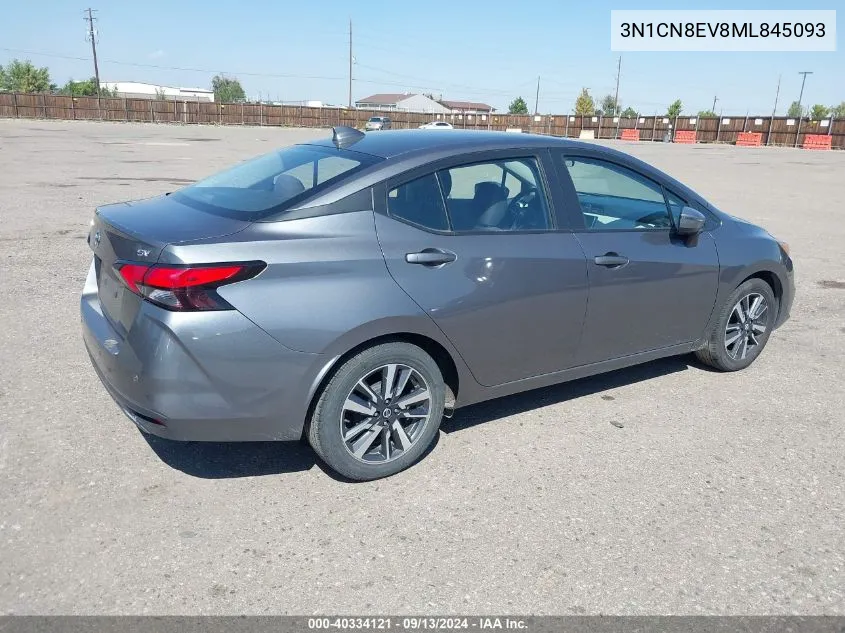 2021 Nissan Versa Sv Xtronic Cvt VIN: 3N1CN8EV8ML845093 Lot: 40334121