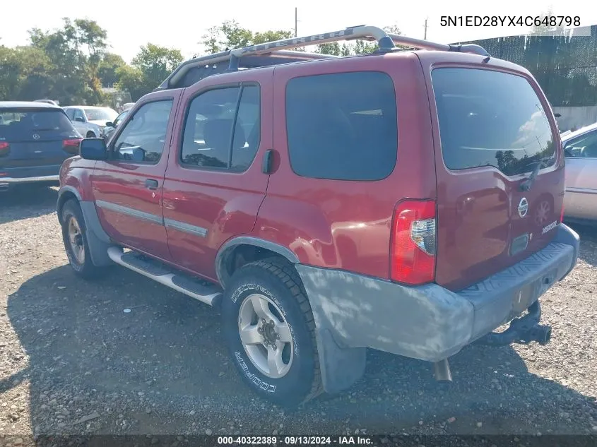 2004 Nissan Xterra Xe/Se VIN: 5N1ED28YX4C648798 Lot: 40322389