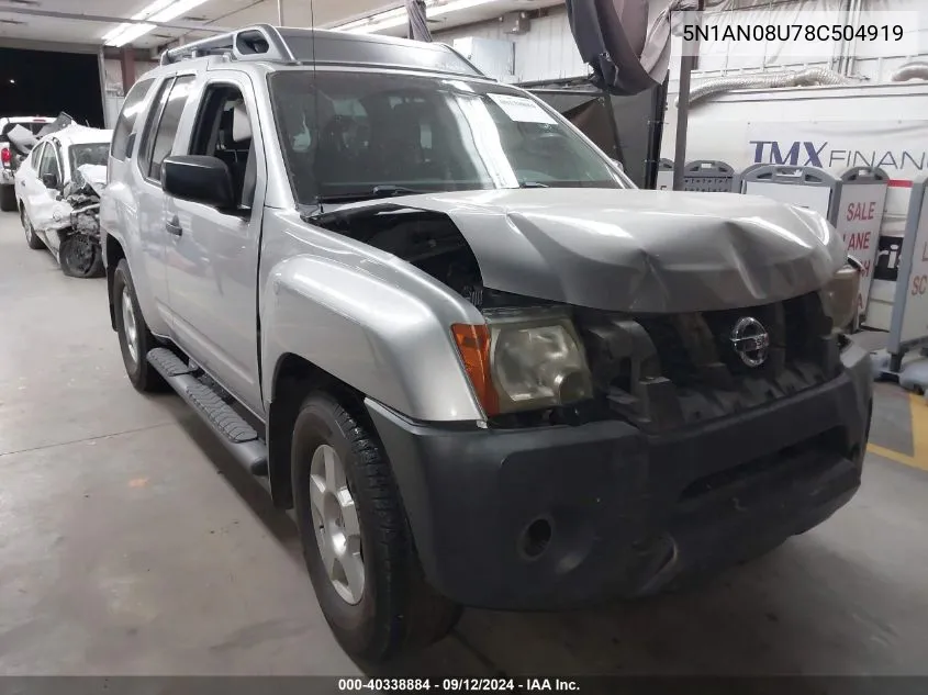 2008 Nissan Xterra S VIN: 5N1AN08U78C504919 Lot: 40338884