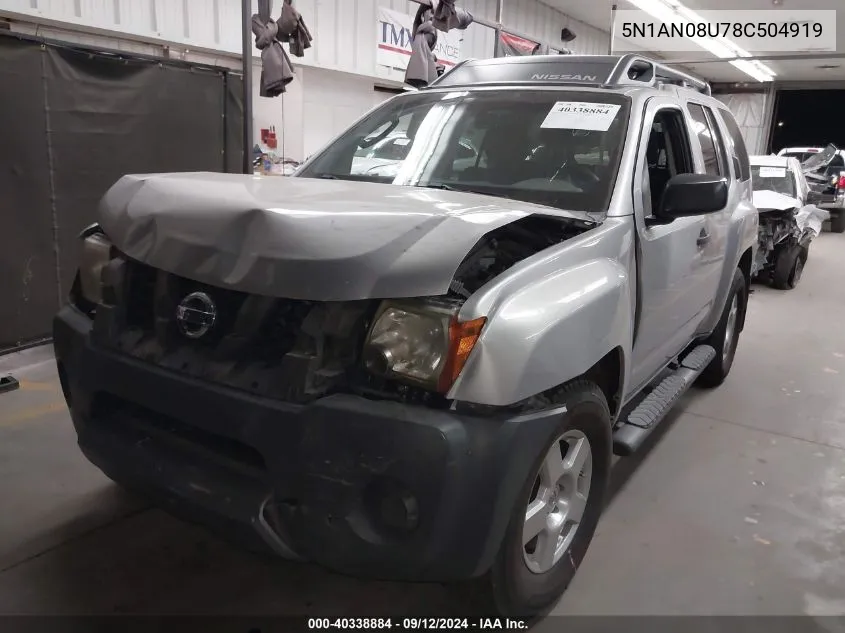 5N1AN08U78C504919 2008 Nissan Xterra S