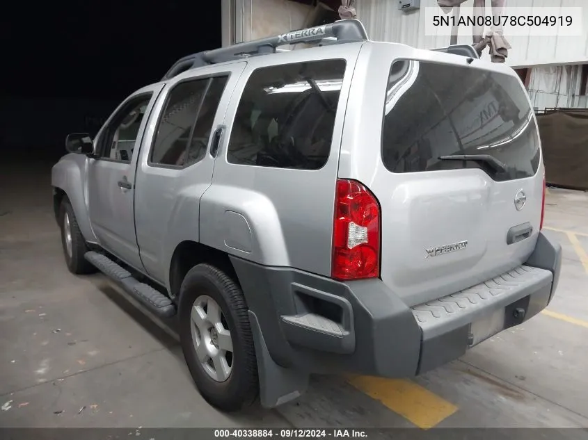 5N1AN08U78C504919 2008 Nissan Xterra S