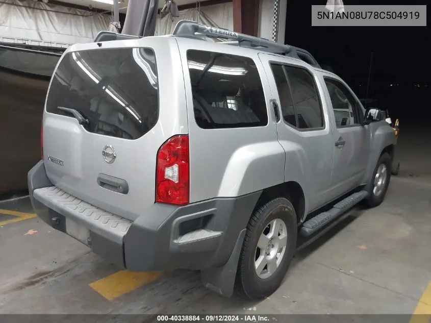 5N1AN08U78C504919 2008 Nissan Xterra S