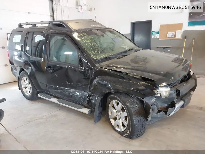 2011 Nissan Xterra Off Road/S/Se VIN: 5N1AN0NW3BC515946 Lot: 12058106