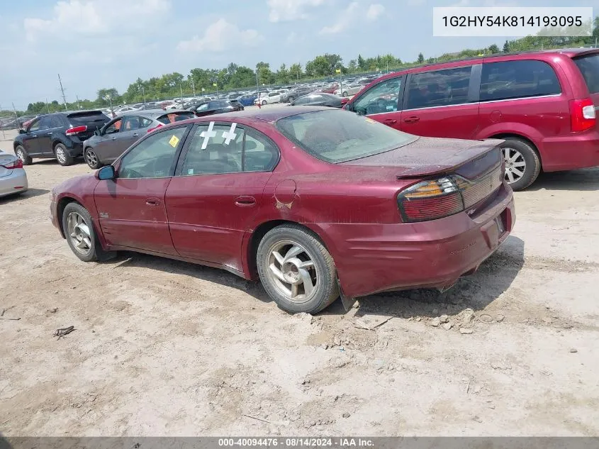 2001 Pontiac Bonneville Sle VIN: 1G2HY54K814193095 Lot: 40094476