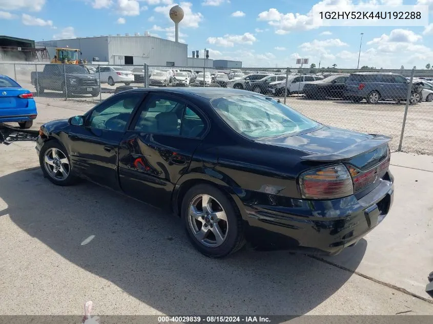 2004 Pontiac Bonneville Sle VIN: 1G2HY52K44U192288 Lot: 40029839