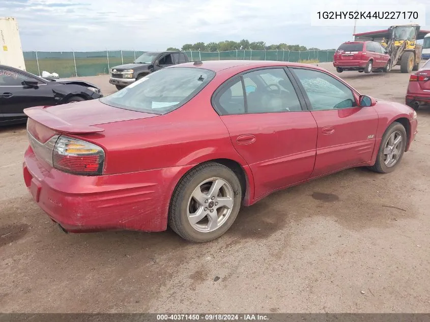 2004 Pontiac Bonneville Sle VIN: 1G2HY52K44U227170 Lot: 40371450