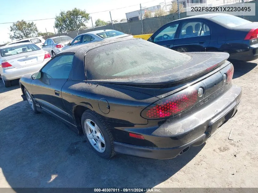 1999 Pontiac Firebird VIN: 2G2FS22K1X2230495 Lot: 40307011