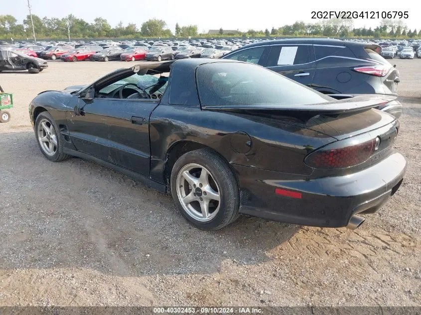 2001 Pontiac Firebird Formula/Trans Am VIN: 2G2FV22G412106795 Lot: 40302453