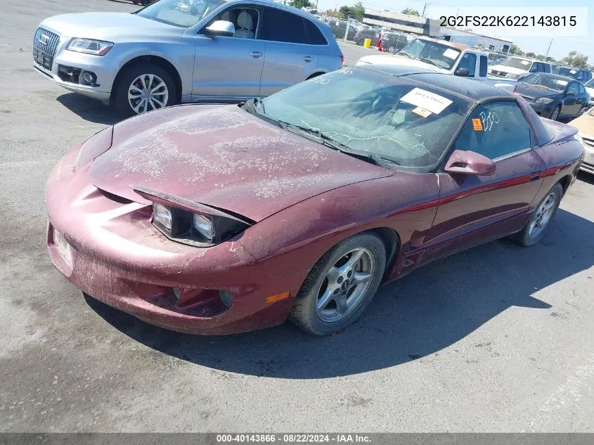 2G2FS22K622143815 2002 Pontiac Firebird