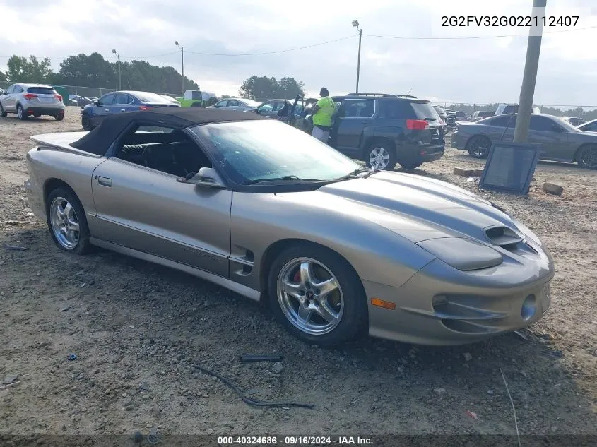 2002 Pontiac Firebird Trans Am VIN: 2G2FV32G022112407 Lot: 40324686