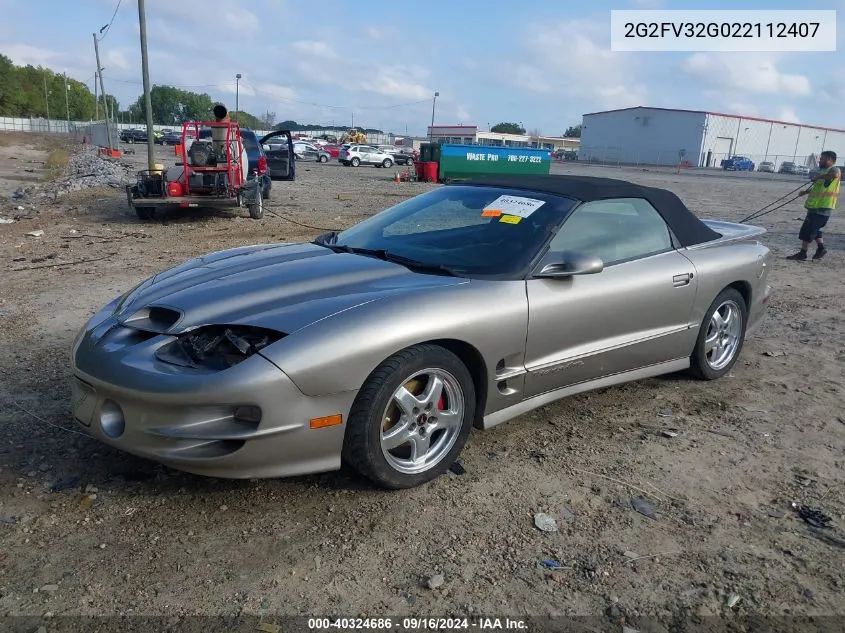 2002 Pontiac Firebird Trans Am VIN: 2G2FV32G022112407 Lot: 40324686