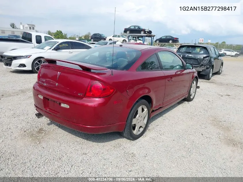 2007 Pontiac G5 Gt VIN: 1G2AN15B277298417 Lot: 40234706