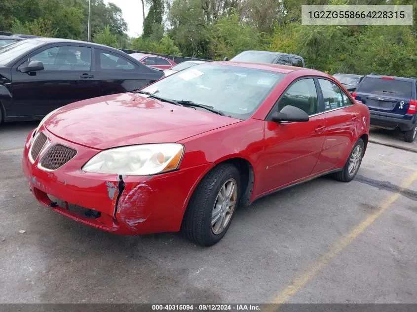 1G2ZG558664228315 2006 Pontiac G6