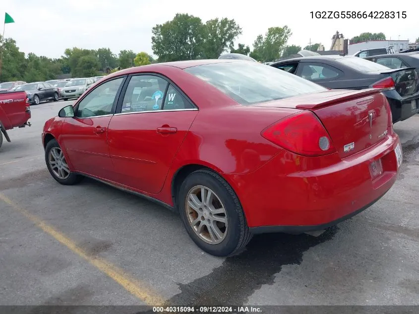 1G2ZG558664228315 2006 Pontiac G6