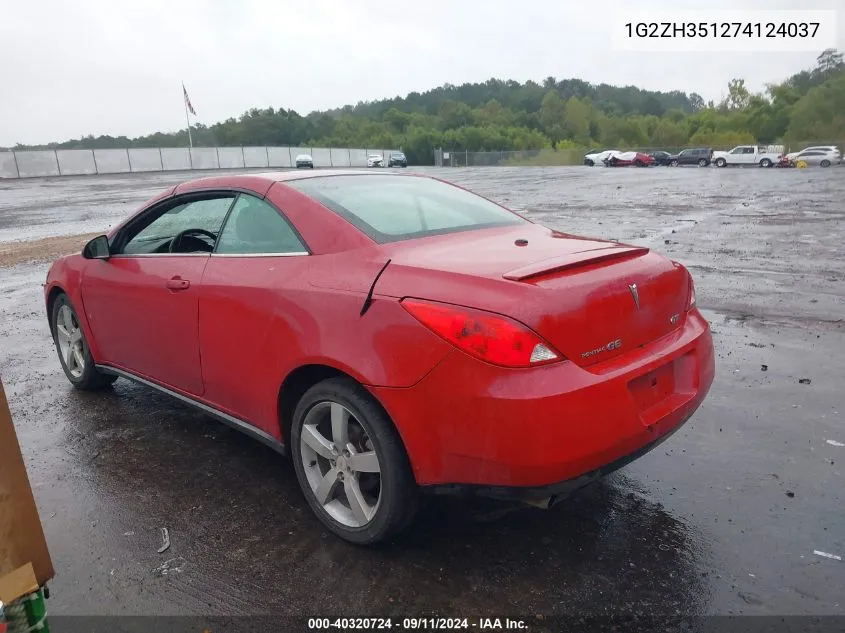 2007 Pontiac G6 Gt VIN: 1G2ZH351274124037 Lot: 40320724