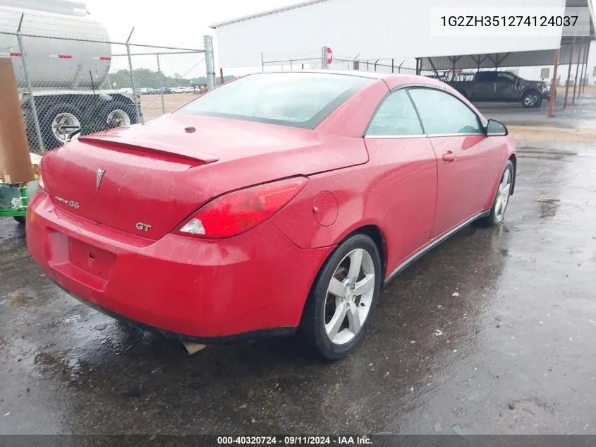 2007 Pontiac G6 Gt VIN: 1G2ZH351274124037 Lot: 40320724