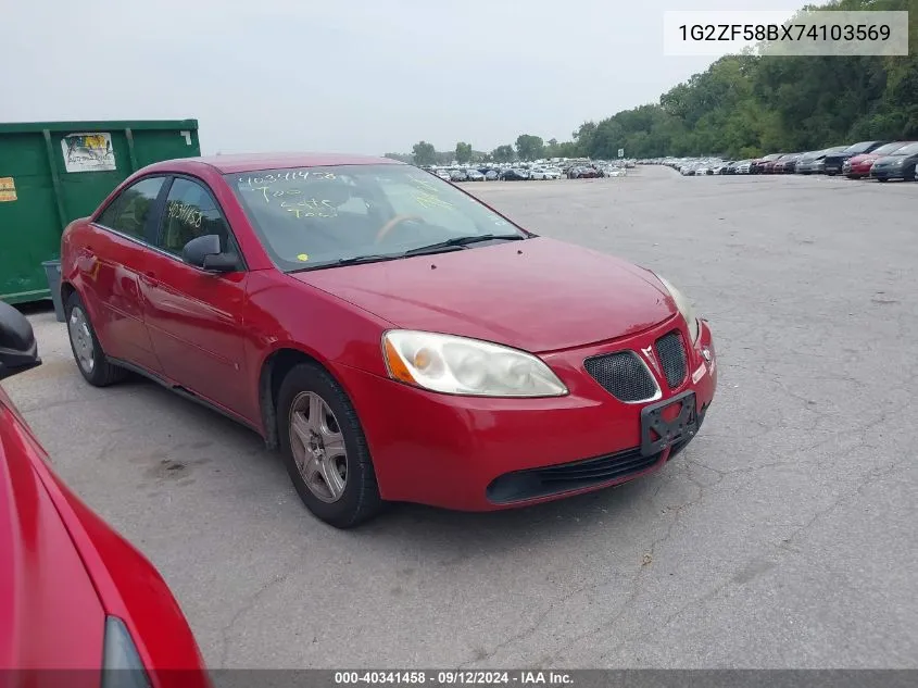 2007 Pontiac G6 Value Leader VIN: 1G2ZF58BX74103569 Lot: 40341458