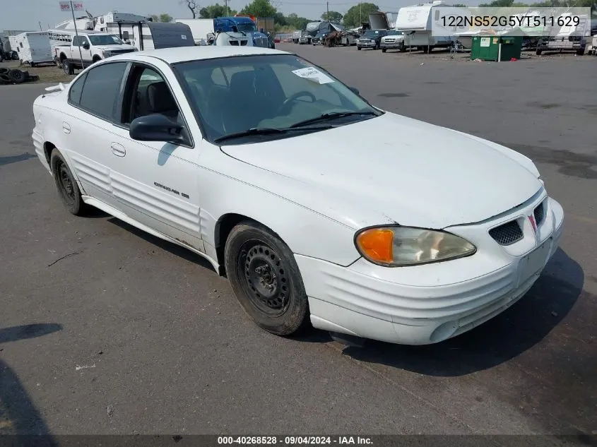 2000 Pontiac Grand Am VIN: 122NS52G5YT511629 Lot: 40268528