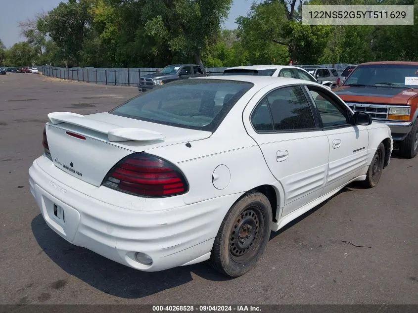 2000 Pontiac Grand Am VIN: 122NS52G5YT511629 Lot: 40268528