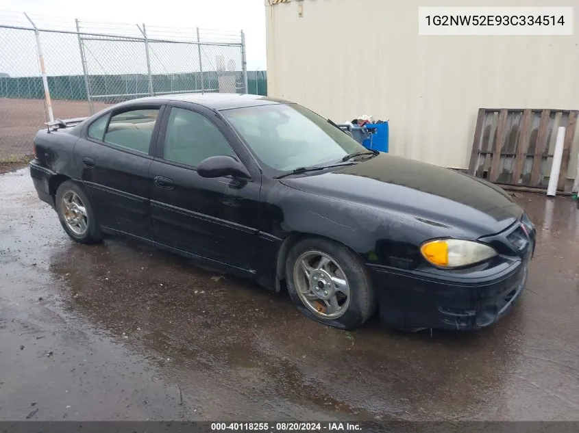 2003 Pontiac Grand Am Gt VIN: 1G2NW52E93C334514 Lot: 40118255