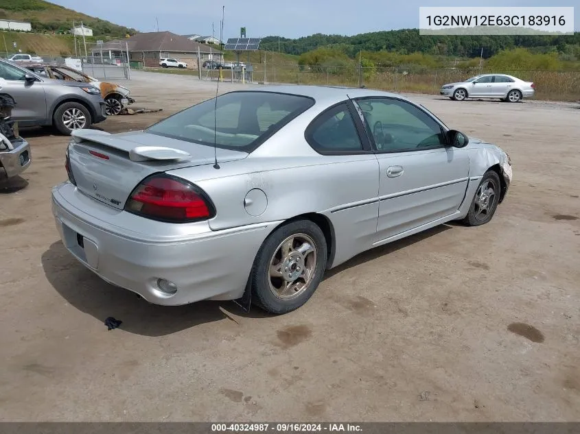 2003 Pontiac Grand Am Gt VIN: 1G2NW12E63C183916 Lot: 40324987