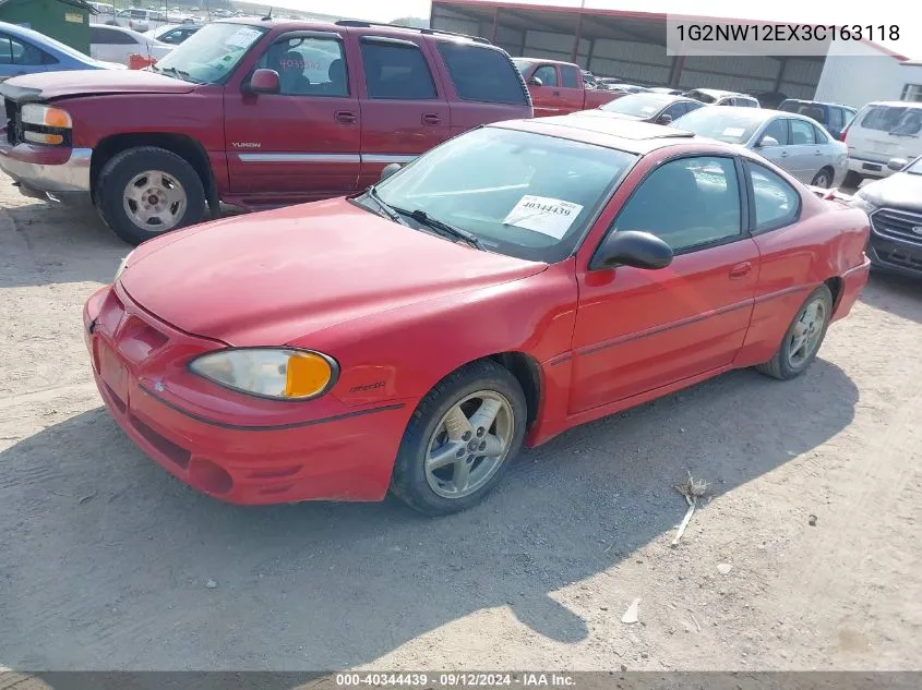 2003 Pontiac Grand Am Gt VIN: 1G2NW12EX3C163118 Lot: 40344439