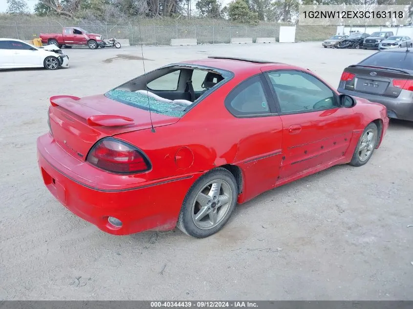 2003 Pontiac Grand Am Gt VIN: 1G2NW12EX3C163118 Lot: 40344439