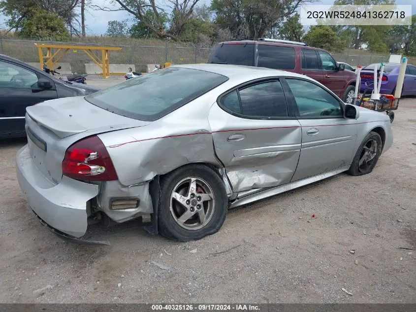 2004 Pontiac Grand Prix Gtp VIN: 2G2WR524841362718 Lot: 40325126