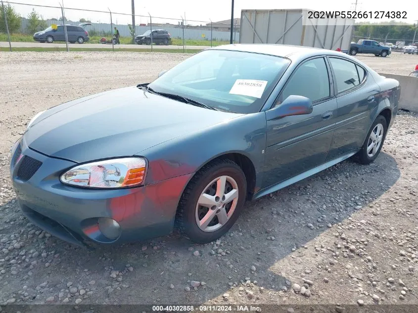 2006 Pontiac Grand Prix VIN: 2G2WP552661274382 Lot: 40302858