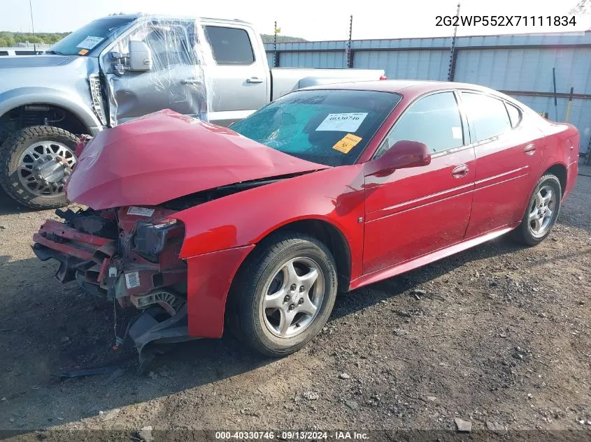 2007 Pontiac Grand Prix VIN: 2G2WP552X71111834 Lot: 40330746