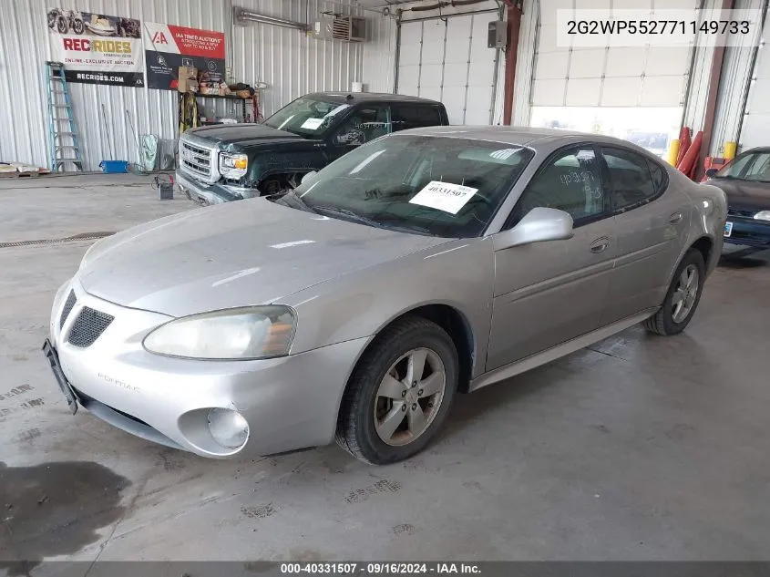 2007 Pontiac Grand Prix VIN: 2G2WP552771149733 Lot: 40331507