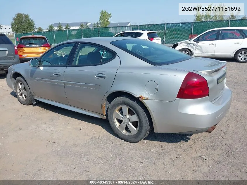 2G2WP552771151692 2007 Pontiac Grand Prix