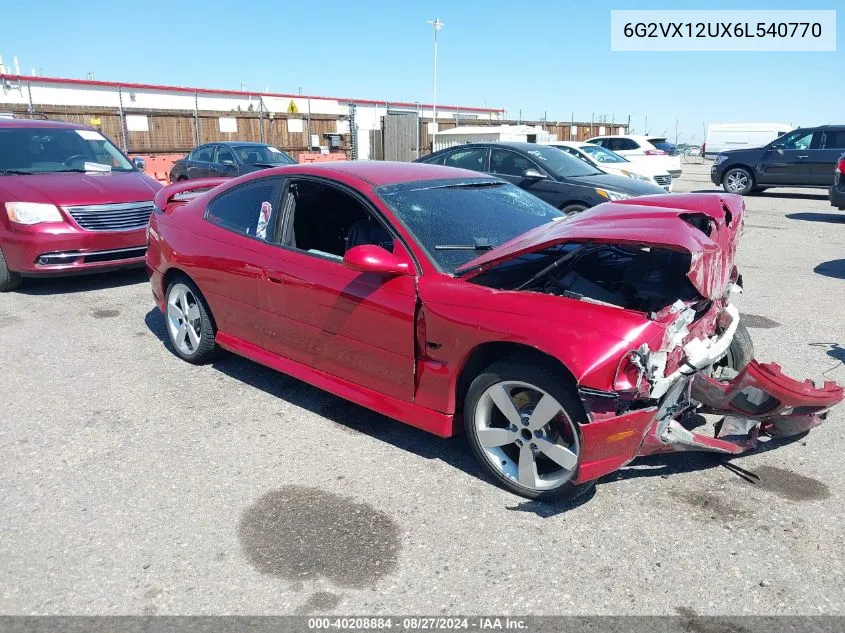 2006 Pontiac Gto VIN: 6G2VX12UX6L540770 Lot: 40208884