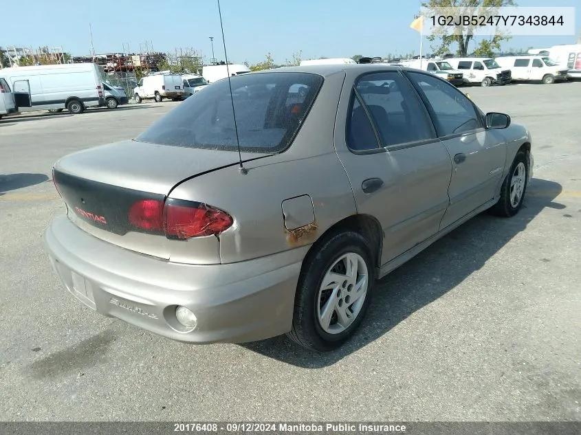 2000 Pontiac Sunfire Se VIN: 1G2JB5247Y7343844 Lot: 20176408