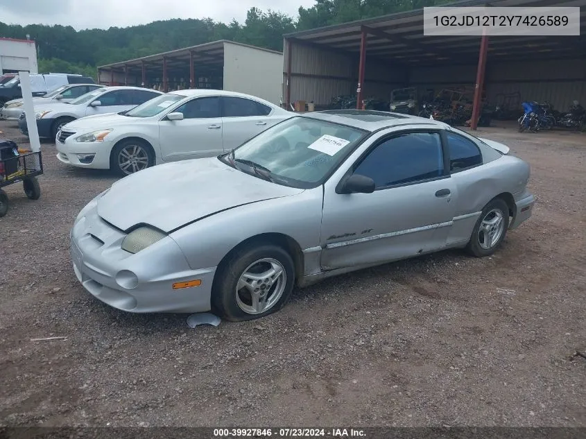 2000 Pontiac Sunfire Gt VIN: 1G2JD12T2Y7426589 Lot: 39927846