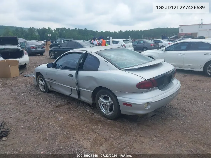 2000 Pontiac Sunfire Gt VIN: 1G2JD12T2Y7426589 Lot: 39927846