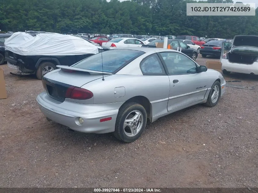 2000 Pontiac Sunfire Gt VIN: 1G2JD12T2Y7426589 Lot: 39927846