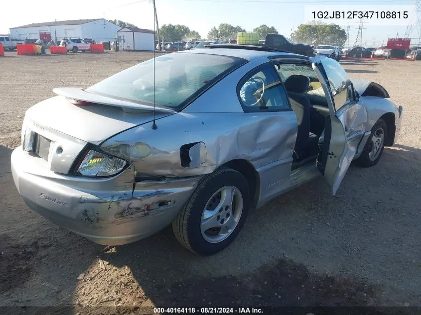 2004 Pontiac Sunfire VIN: 1G2JB12F347108815 Lot: 40164118