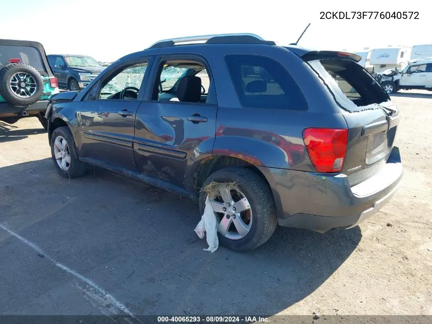 2007 Pontiac Torrent VIN: 2CKDL73F776040572 Lot: 40065293