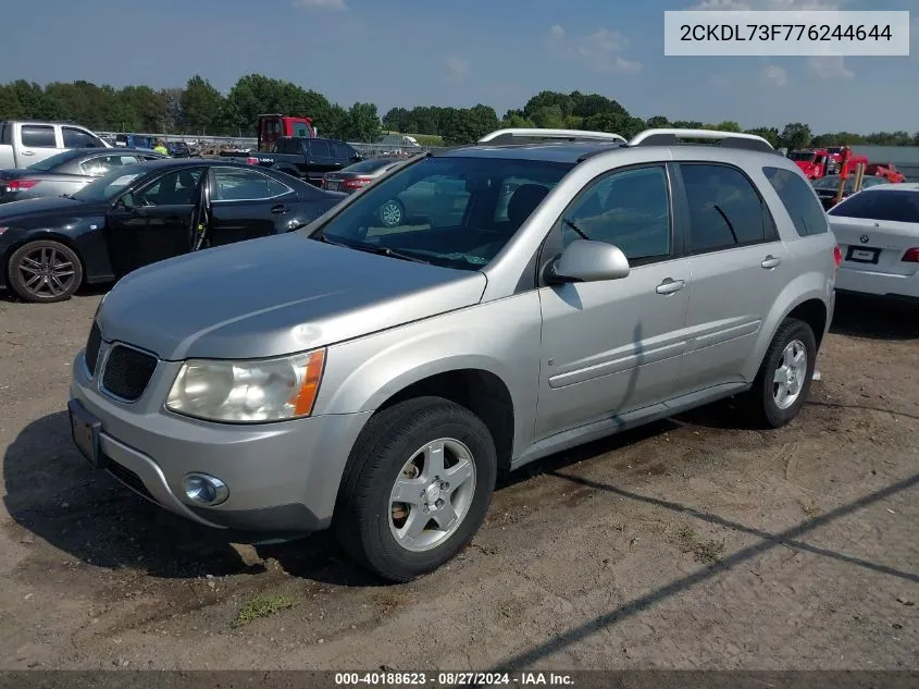 2007 Pontiac Torrent VIN: 2CKDL73F776244644 Lot: 40188623