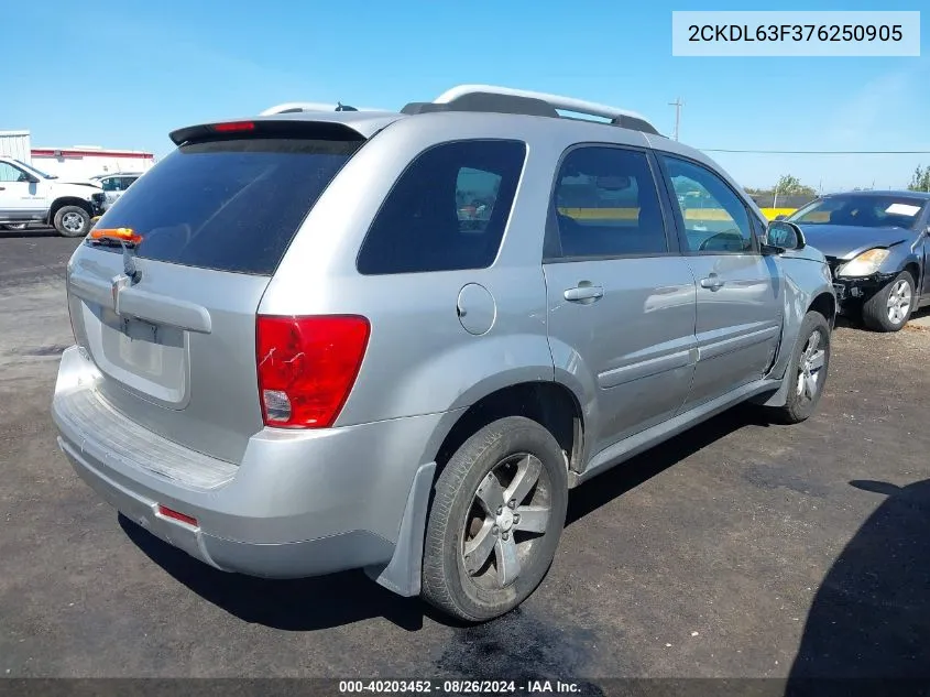 2007 Pontiac Torrent VIN: 2CKDL63F376250905 Lot: 40203452