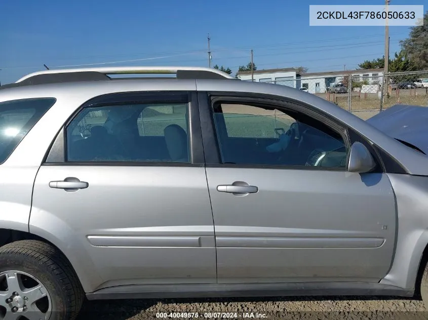 2008 Pontiac Torrent VIN: 2CKDL43F786050633 Lot: 40049575