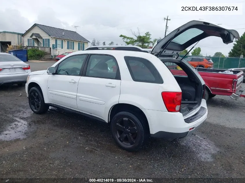 2008 Pontiac Torrent VIN: 2CKDL43F386307674 Lot: 40214019