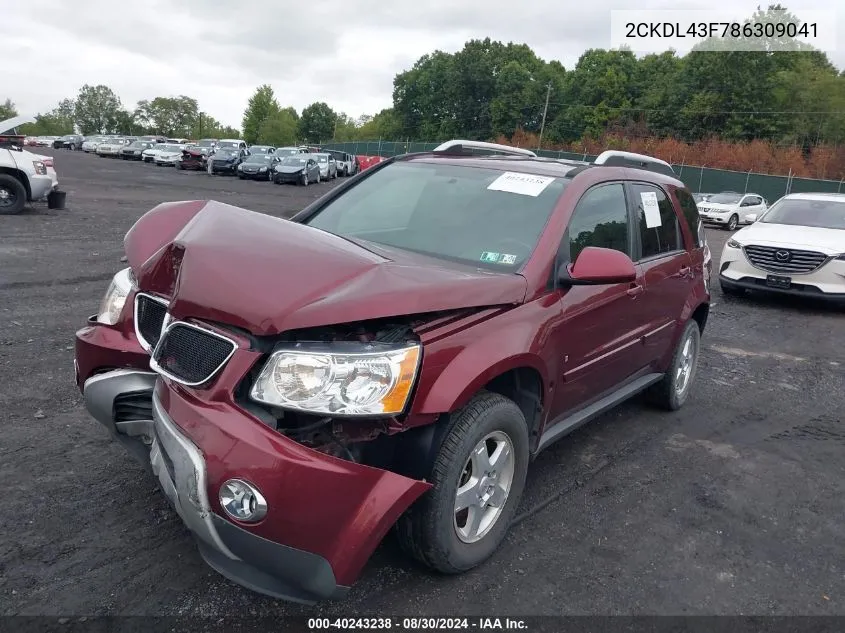 2008 Pontiac Torrent VIN: 2CKDL43F786309041 Lot: 40243238