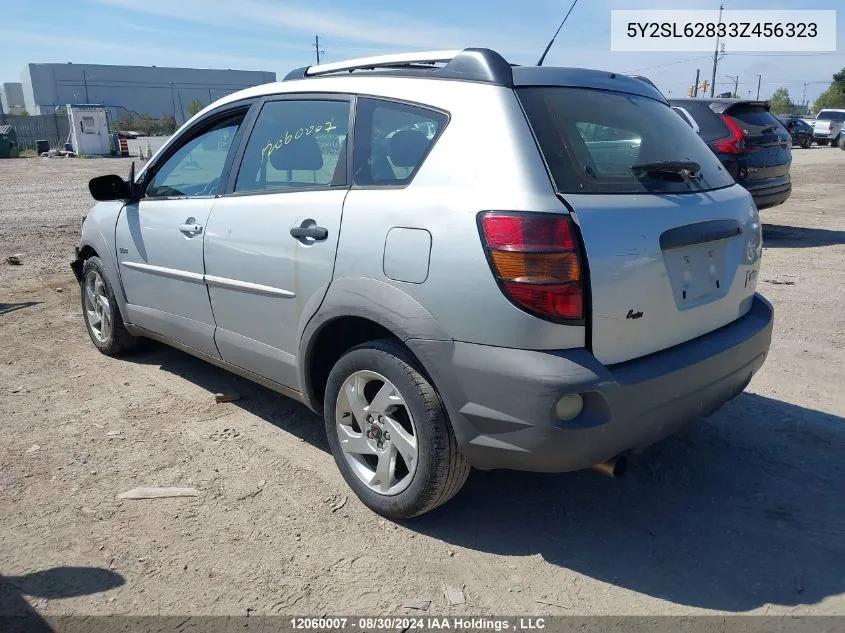 2003 Pontiac Vibe VIN: 5Y2SL62833Z456323 Lot: 12060007