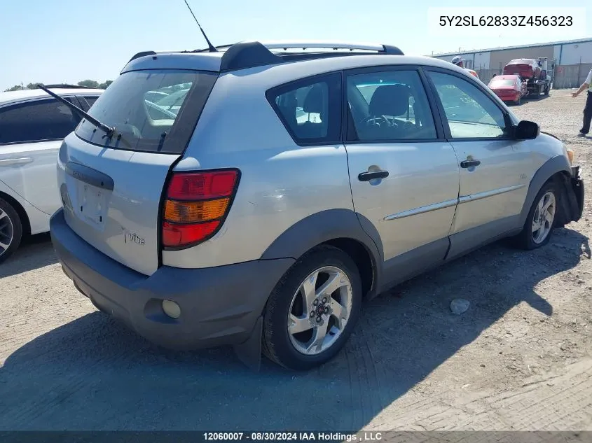 2003 Pontiac Vibe VIN: 5Y2SL62833Z456323 Lot: 12060007